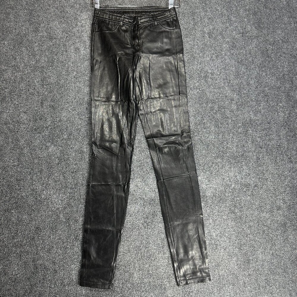 Wilfred Free Pants Womens 0 Black Vegan Faux Leather Zip Fly Tapered Leg